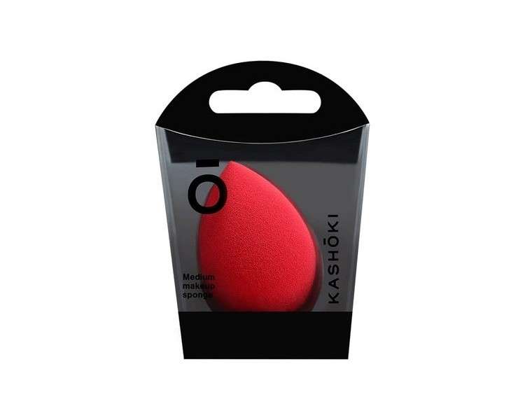 T4B Kashoki Raindrop Medium Red and Drop-Shaped Plastic Makeup Sponge Blender for Foundation and Concealer - Washable and Durable