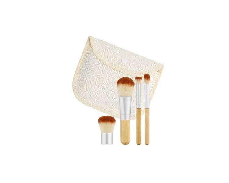 T4B MIMO Bamboo Makeup Brush Set with Travel Size and Travel Bag - Pack of 4
