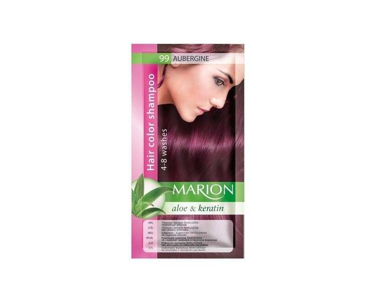 Marion Hair Dye Shampoo in Bag Semi-Permanent Color with Aloe and Keratin 99 - Eggplant
