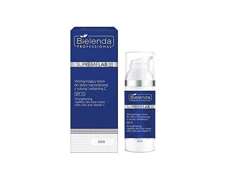 Bielenda Professional Supremelab S.O.S SPF15 Strengthening Cream for Couperose Skin with Routine and Vitamin C 50ml