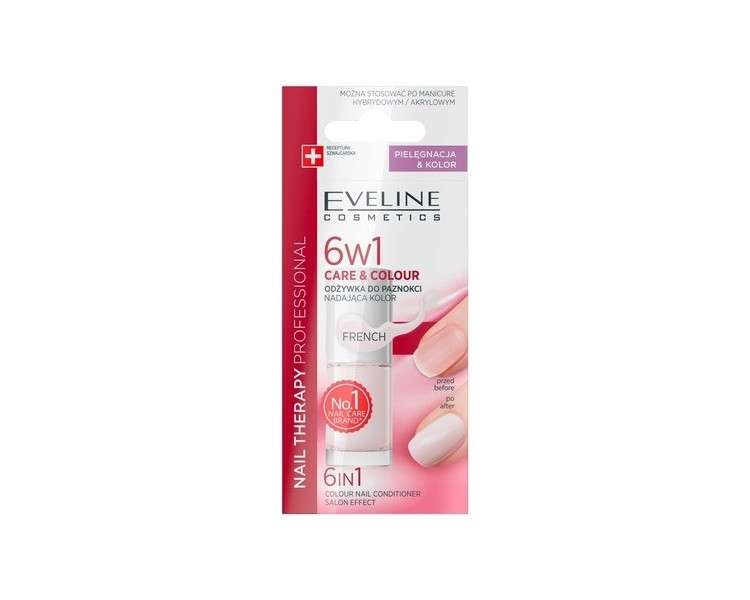 Eveline Colourful Nail Conditioner Care Colour Nail 6 in 1 French by Clear 5ml