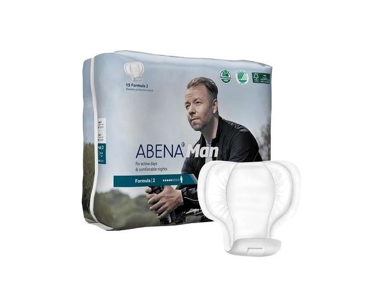 Abena Man Formula 2 Incontinence Pads for Men Extra Protection 15 Pads 700ml