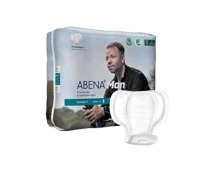 Abena Man Formula 1 Incontinence Pads for Men Extra Protection 450ml - Pack of 15
