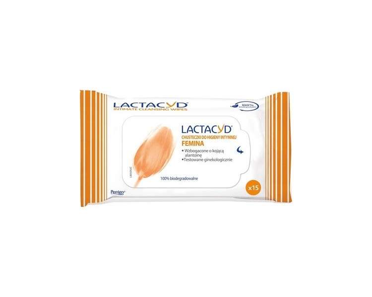 Lactacid Femina Intimate Care Wet Wipes Enriched with Soothing Allantoin 15 Wipes