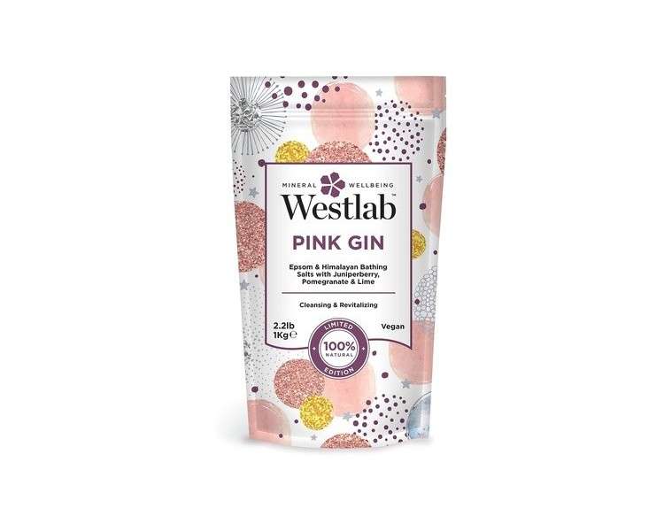 Westlab Pink Gin Epsom & Himalayan Mineral Bath Salt with Juniper Berry, Pomegranate & Lime 1Kg
