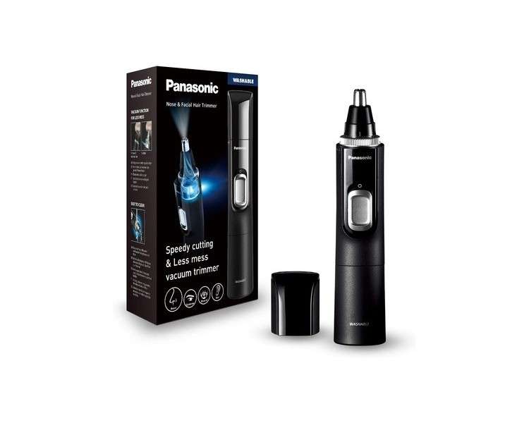 Panasonic ER-GN300K503 Brow Trimmer for Dry and Wet Nose Black 3.8 x 3.4 x 16.4 cm