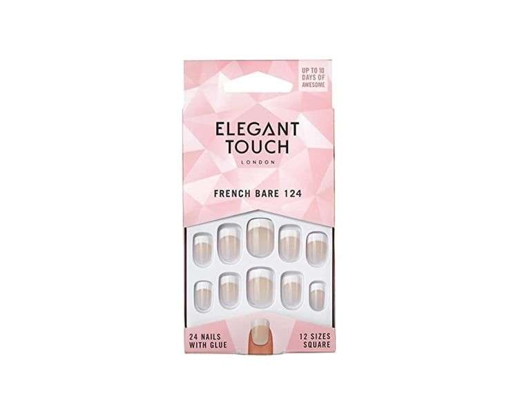 Elegant Touch French Nails Bare 124 Short Square Shape 24 Count