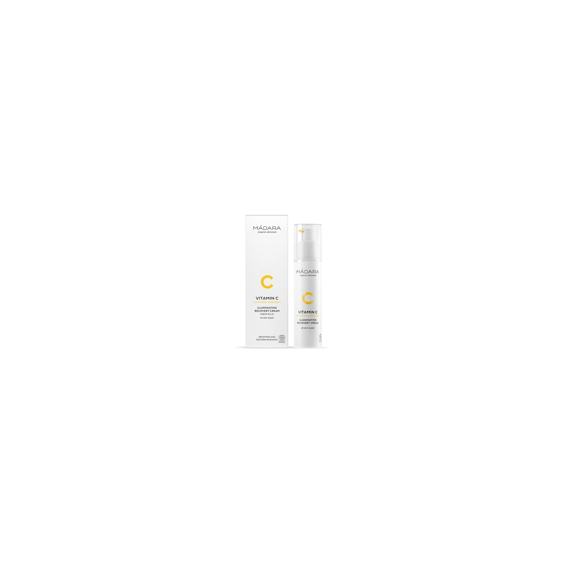 MÁDARA Vitamin C Illuminating Recovery Cream Organic Skincare with Hyaluronic Acid and Algae Extract 50ml