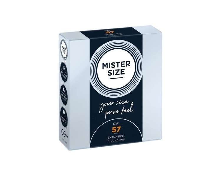 Mister Size 57mm Ultra-Sensitive Condoms for Men Extra Thin Extra Fine Extra Lube Made from 100% Natural Rubber Latex in Your Size L - XL Real Feel