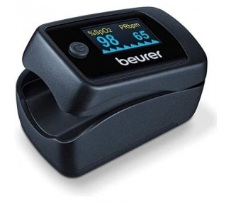 Beurer PO 45 Pulse Oximeter for Measuring Oxygen Saturation, Heart Rate, and Perfusion Index - Black Color Display Single