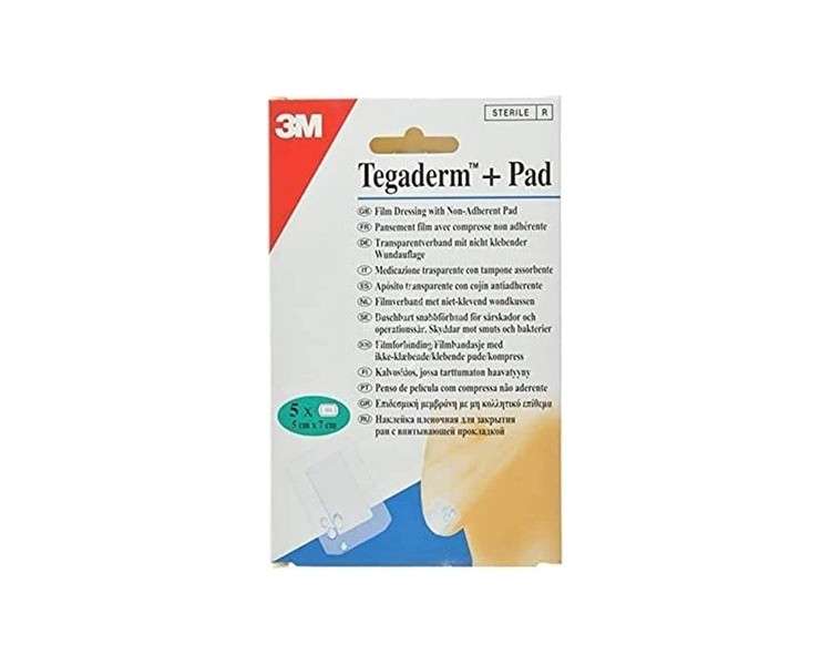 3m Tegaderm Transparent Sterile Pad Bandage 5x7cm - Pack of 5