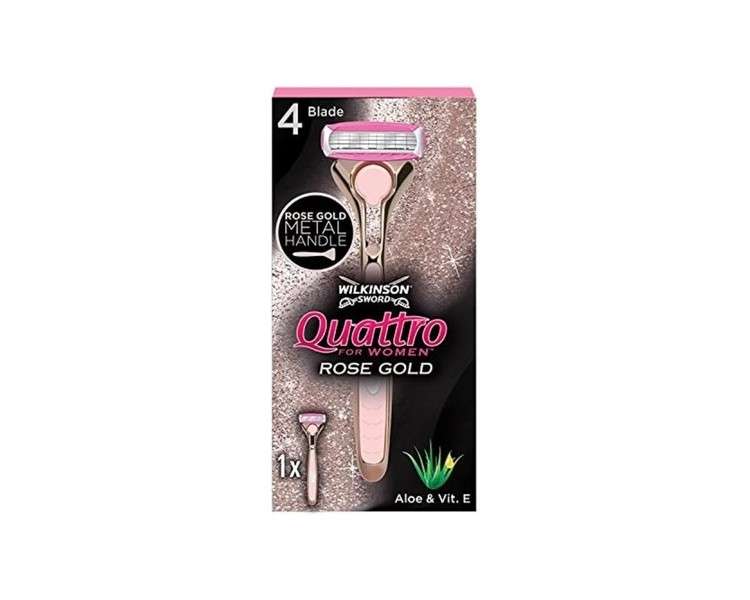 Wilkinson Sword Quattro For Women Premium Metal Rose Gold Razor