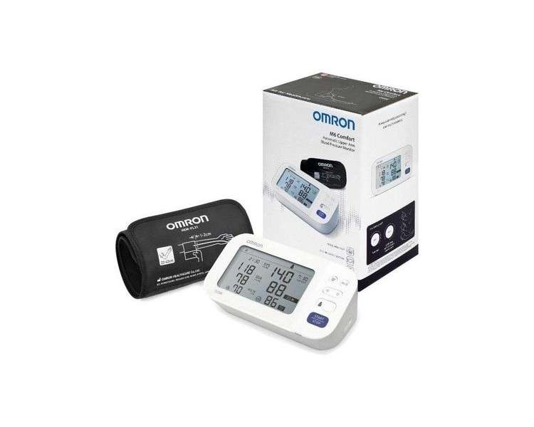OMRON M6 COMFORT HEM-7360-E Upper Arm Blood Pressure Monitor with IntelliWrap Cuff 22-42cm and Intellisense Technology - Batteries and Case Included