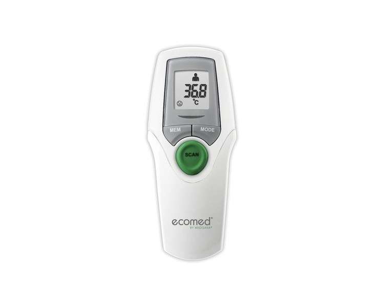Ecomed TM-65E Digital Infrared Fever Thermometer for Baby, Children, and Adults - Forehead Thermometer with Ambient and Liquid Temperature