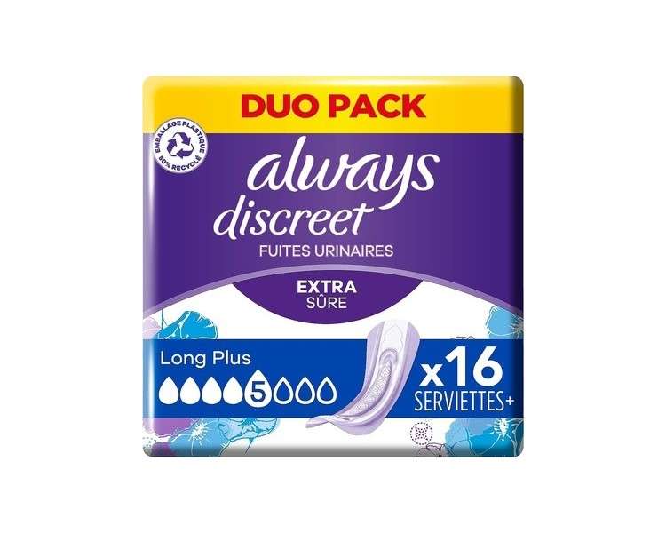 Always Discreet Long Plus Pads for Bladder Weakness and Incontinence 16 Count