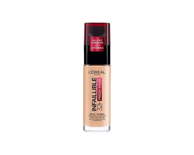 L'Oréal Paris Waterproof and Long-Lasting Liquid Foundation with SPF 25 Infaillible 32H Fresh Wear Make-up 180 Rose Sand 30ml
