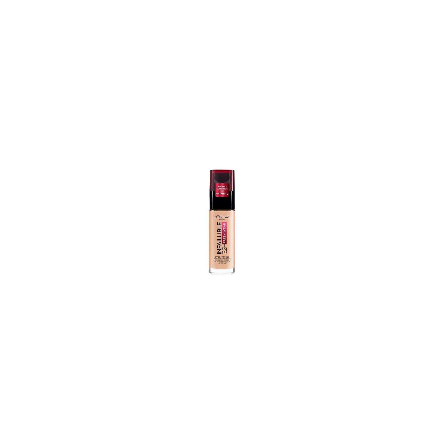 L'Oréal Paris Waterproof and Long-Lasting Liquid Foundation with SPF 25 Infaillible 32H Fresh Wear Make-up 180 Rose Sand 30ml