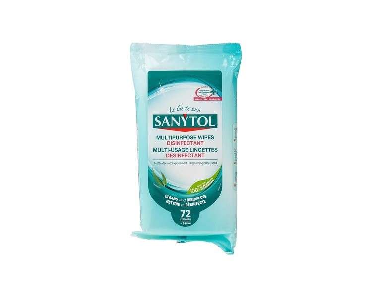 Sanytol Multipurpose Disinfectant Wipes for Surfaces No Bleach 30 Units
