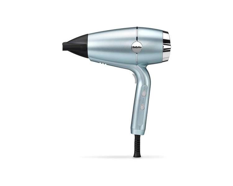 BaByliss Hydro-Fusion Hair Dryer with Advanced Plasma Ion Technology D773DE Ice Blue & Super Smooth 235 Flat Iron with Ion Technology 140°C - 235°C ST393E Bundle with Ion Flat Iron