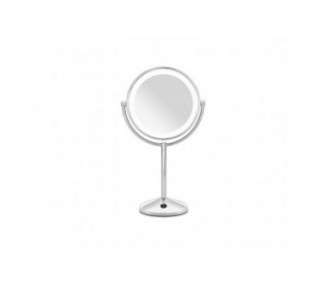 BaByliss 9436E LED Makeup Mirror in Chrome Design Illuminated Double Sided 10x Magnification Battery Operated