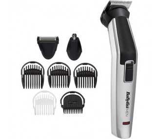 BaByliss 8-in-1 Titanium Multi Trimmer Kit Multi-Use Grooming 60 Minutes Precision Head with Titanium Blades Shaving Head 3 Beard Guides Nose/Ear Head 1 Body Guide