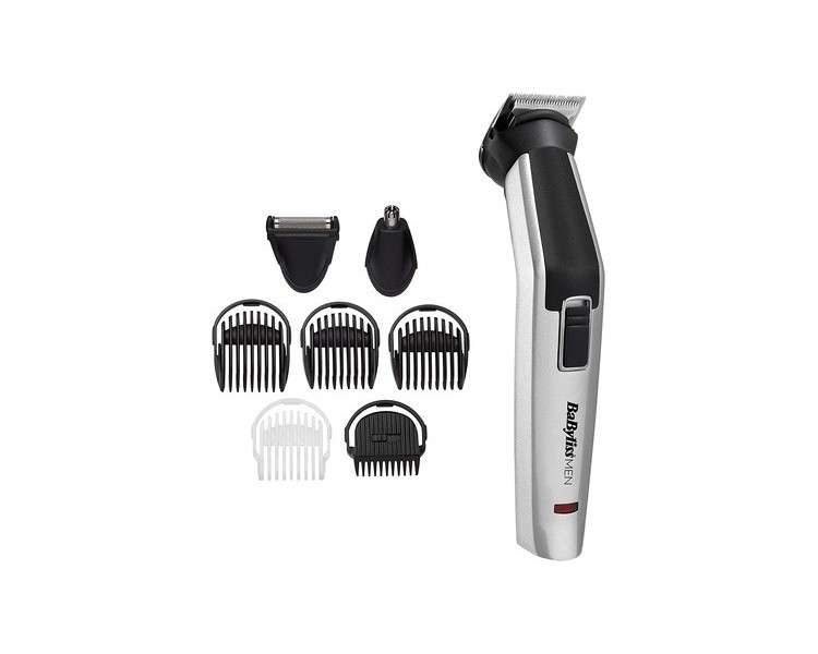 BaByliss 8-in-1 Titanium Multi Trimmer Kit Multi-Use Grooming 60 Minutes Precision Head with Titanium Blades Shaving Head 3 Beard Guides Nose/Ear Head 1 Body Guide