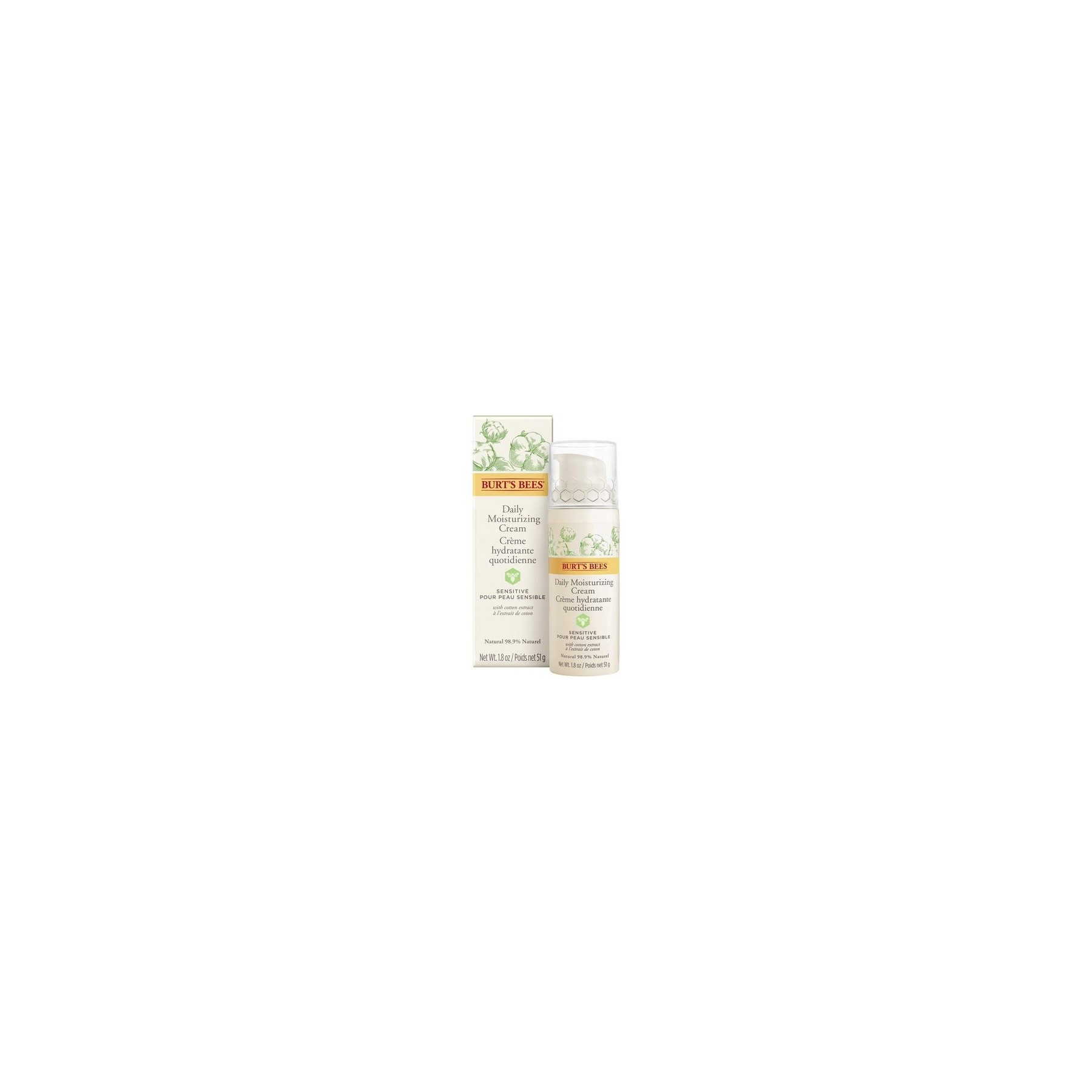 Burt's Bees 98.9% Natural Daily Face Moisturizing Cream Sensitive Skin Formula 51g