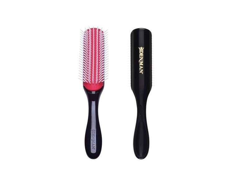 Denman Hairbrush D3 Black Handle with Red Cushion 7 Rows Black/Red