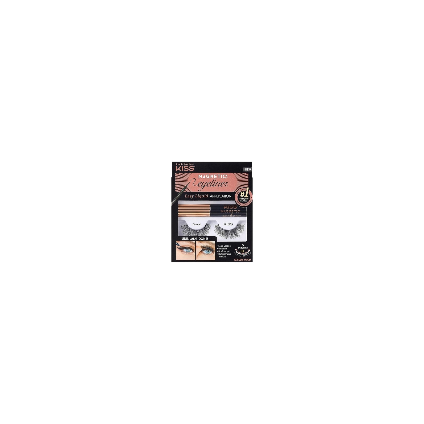 KISS Magnetic Lash Collection Eyeliner & Lash Kit 1 Pair of False Eyelashes and Magnetic Eyeliner Tempt