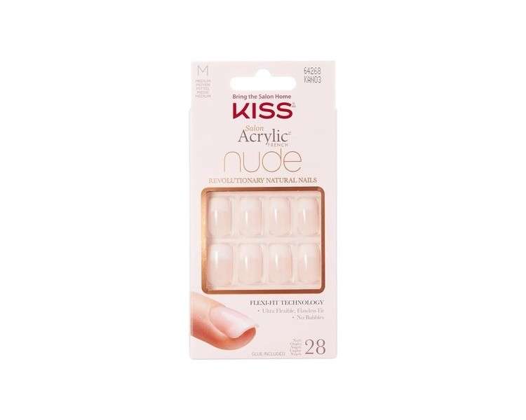 KISS Salon Acrylic French Nude Collection Cashmere Medium Length Fake Nails 28 Count