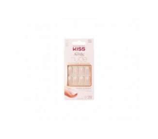 Kiss Salon Acrylic Nude French Nails Beige 28 Pieces