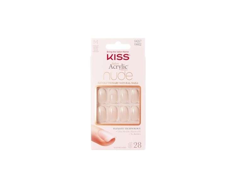 Kiss Salon Acrylic Nude French Nails Beige 28 Pieces