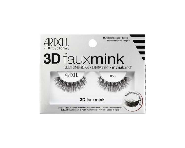 ARDELL Professional 3D Faux Mink 858 Synthetic Vegan Black Eyelashes - Style 858