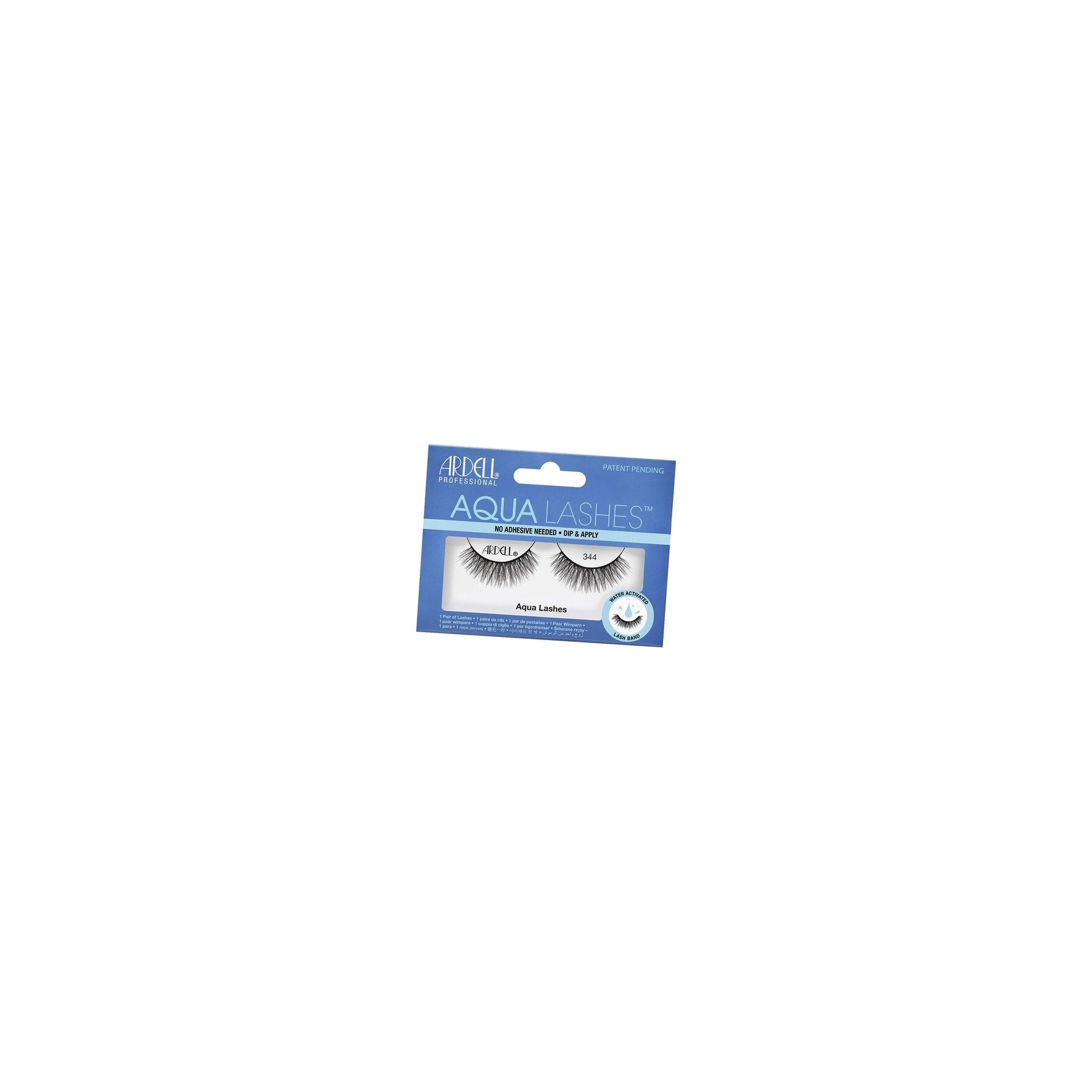ARDELL Aqua Lashes 344 Self-Adhesive Real Hair False Eyelashes - No Glue Needed, Activated by Water - Allergy-Friendly, Vegan & Reusable