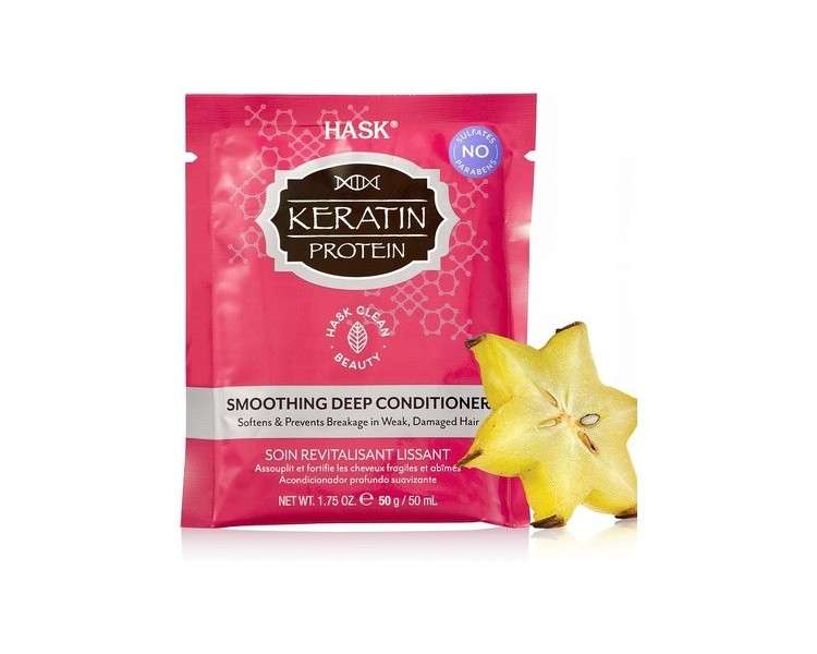 HASK Keratin Protein Smoothing Deep Conditioner Sachet for All Hair Types 50ml