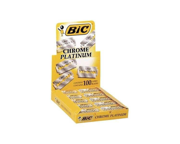 BIC Chrome Platinum Double Edge Safety Razor Disposable Single Blades 100 Pack