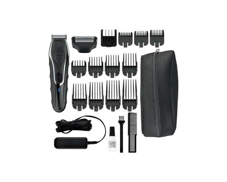 WAHL Aqua Groom Waterproof Electric Hair Trimmer and Shaver for Men Multigroom Cordless Li-Ion Battery Silver/Black