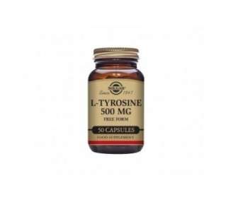 Solgar L-Tyrosine 500mg Amino Acid Blood and Nervous System Tissues Vegan 50 Vegetable Capsules