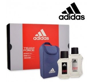 Adidas Team Force Eau De Toilette 50ml Men's Cologne with Aftershave 100ml and Pouch