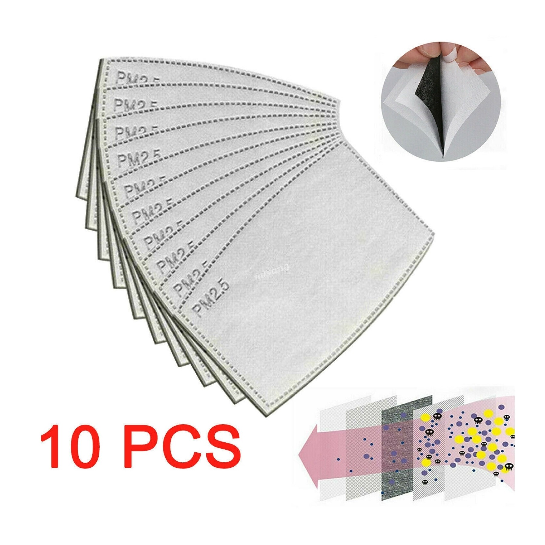 10 X Filtros Carbon Activo Pm 2.5 Para Mascarillas 8 X 12 Cm