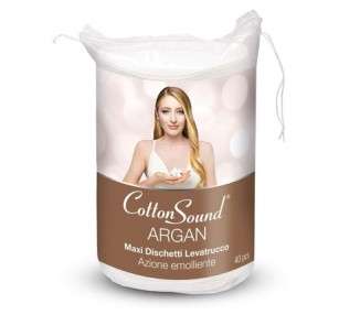 Cotton Sound Argan Maxi Makeup Pads 40 Pieces with Microencapsulated Argan Oil - Made in Italy