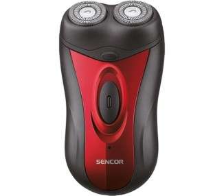 SENCOR SMS 2002RD Electric Shaver 2 Watt Cordless Operation Two Swivel Heads with Replaceable Cutting Heads Red