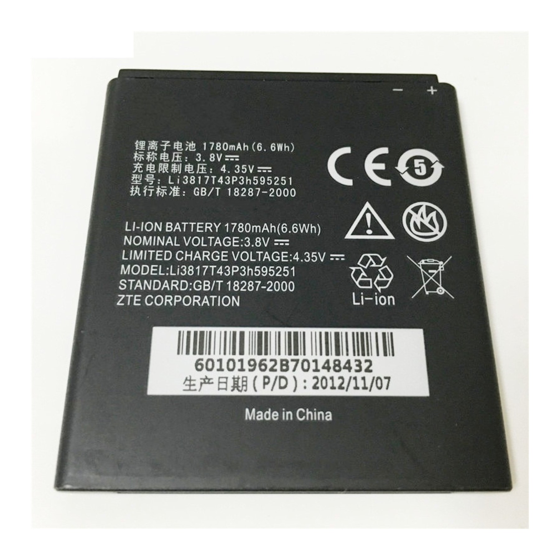 Bateria Interna Para Zte N900D Flash N789, Mpn Original: Li3817T43P3H595251