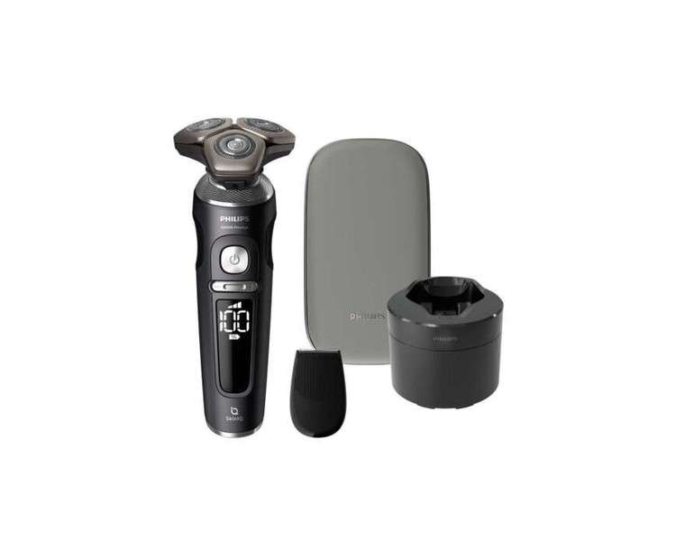Philips S9000 Wet and Dry Shaver with Cleaning Station, Trimmer, and Travel Case