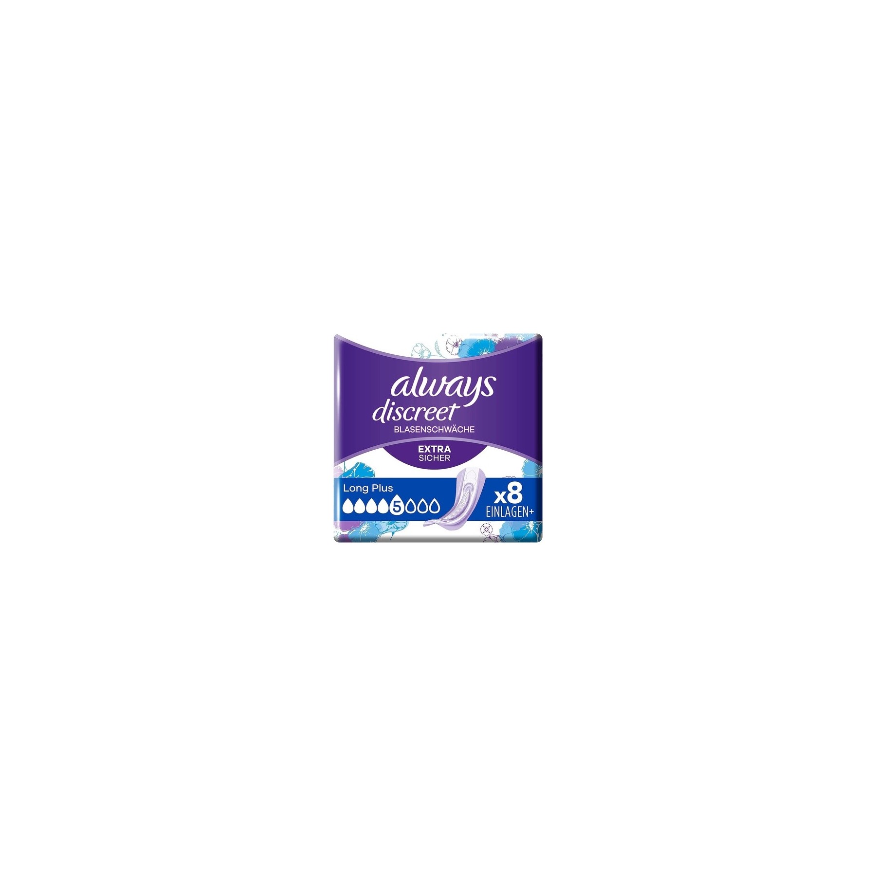 Always Discreet Incontinence Pads Long Plus 8 Pads for Women