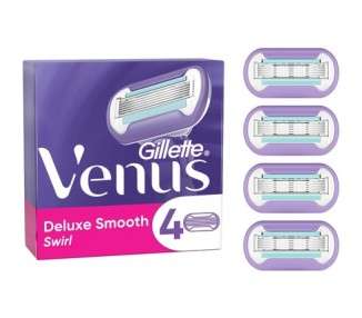 Gillette Venus Deluxe Smooth Swirl Women's Razor Blades 4 Replacement Blades with 5-Blade Technology
