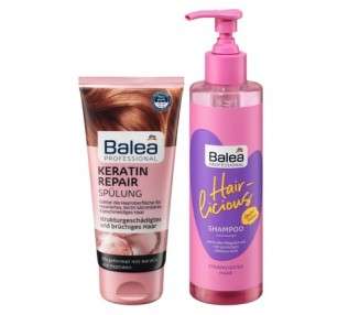 Balea Professional Hair Care Set: Keratin Repair Conditioner for Repaired, Easy-to-Comb, Smooth Hair & Natural Shine 200ml + Hairlicious Shampoo for Damaged Hair 250ml