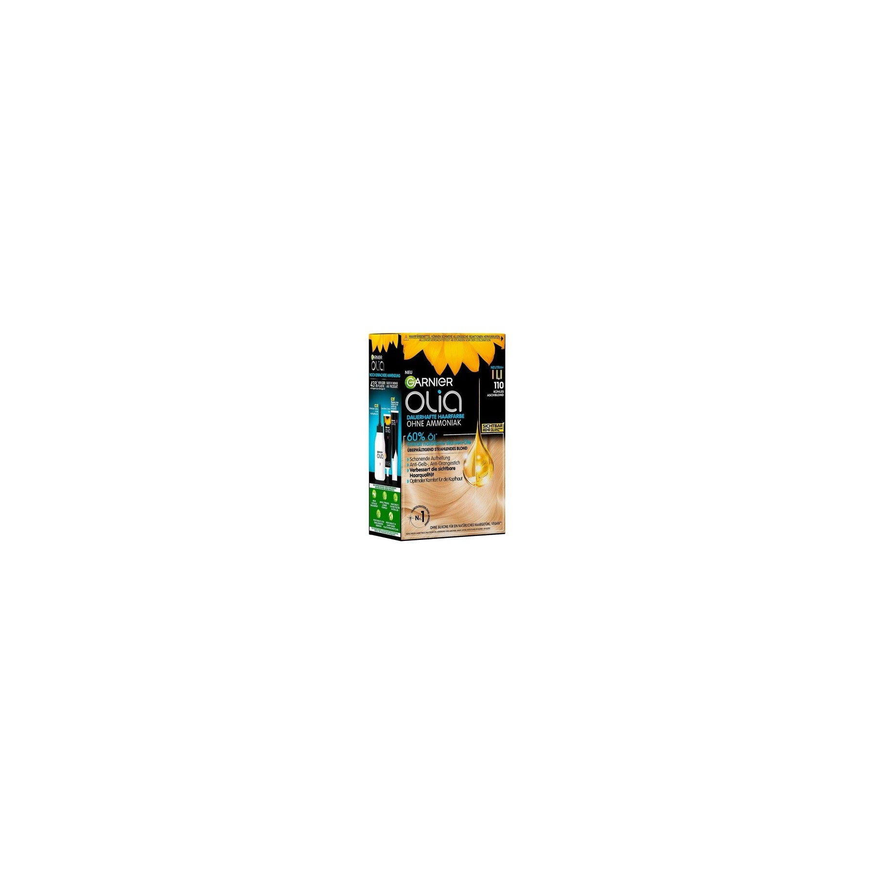 Garnier Olia 110 Cool Ash Blonde Permanent Hair Colour without Ammonia with Nourishing Natural Oils