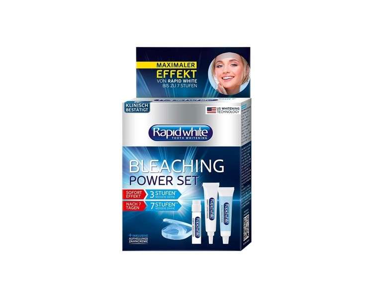 RAPID WHITE Bleaching Power Set for Up to 7 Shades Whiter Teeth - Home Bleaching Application - Blue, Silver