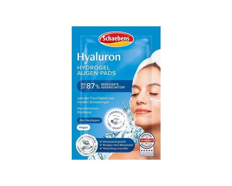 Schaebens Hyaluronic Hydrogel Eye Pads Cooling Effect Reduces Eye Shadows and Puffiness with Hyaluronic Acid and Panthenol for All Skin Types